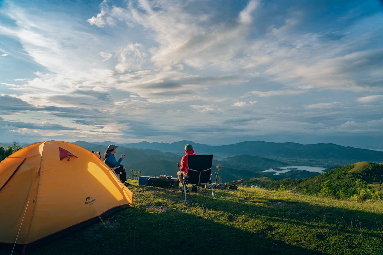 Free stock photo of campfire at dawn, mountain camping, quiet moments in nature